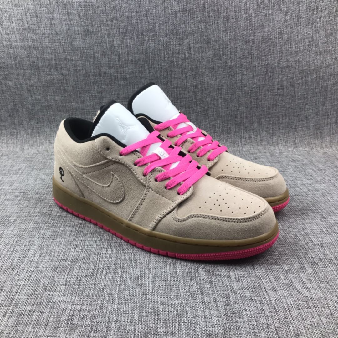 2020 Air Jordan 1 Retro Low Suede Beige Pink - Click Image to Close